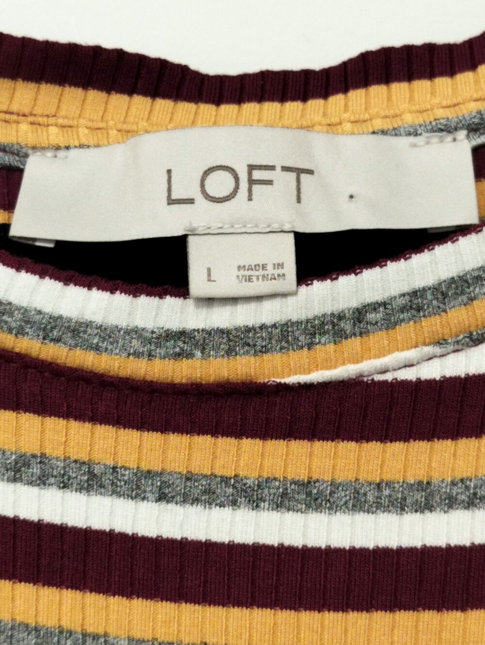 LOFT Women's L Sleeveless Striped Maxi Dress in Mustard, Burgundy & White - Picture 2 of 8